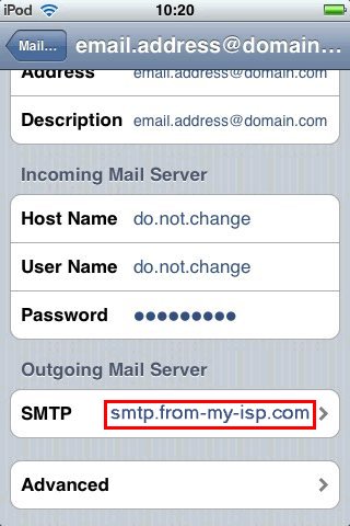 Servidor SMTP de Puerto Alterno :: Guia de Configuracion Apple iPhone iOS3 - Paso 3