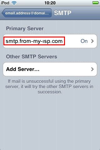 Servidor SMTP de Puerto Alterno :: Guia de Configuracion Apple iPhone iOS3 - Paso 4