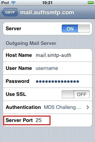 Servidor SMTP de Puerto Alterno :: Guia de Configuracion Apple iPhone iOS3 - Paso 7