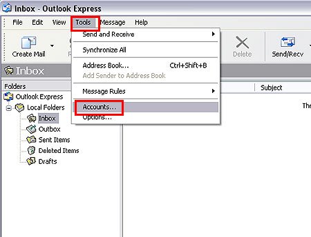 Servidor SMTP de Puerto Alterno :: Guia de Configuracion Microsoft Outlook Express - Paso 1